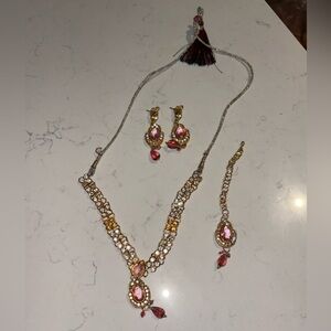 Elegant Gold and Pink Jewelry Set